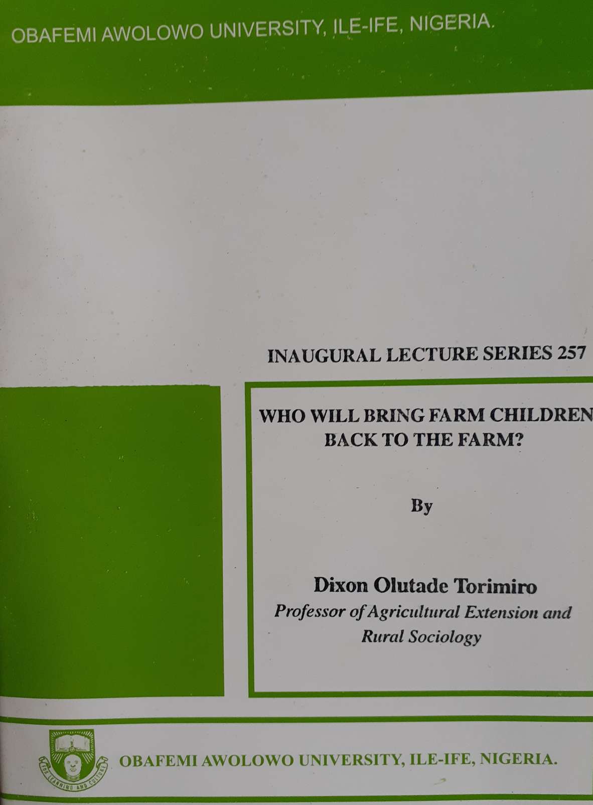 Who will bring farm children back to the farm